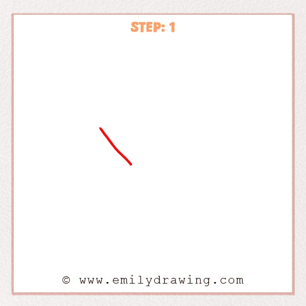 how to draw a bubble letter y - A single smooth diagonal stroke starting the outline for a bubble letter Y.